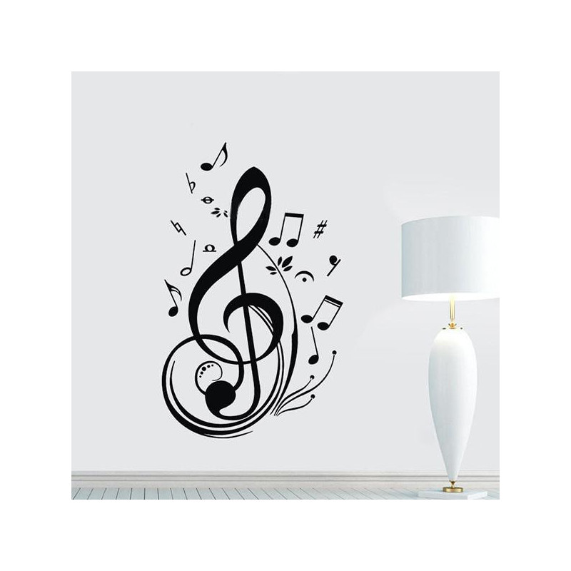 Mode Unik Svart Musik Notera Anteckningar Dekal Vägg Sticker Levande Rum Konst Dekor Vägg Dekoration