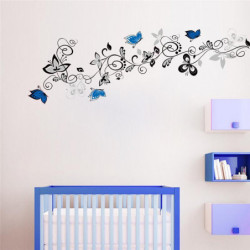Blomma Vin Fjärilar Vägg Klistermärken Levande Rum Dekor X016 Diy Hem Dekaler Djur Mural Konst Pvc
