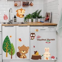 Skog Djur Tecknad Serie Vägg Klistermärken Barn Hem Dekoration Removabl Tapet Mural Diy Dekor