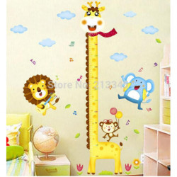 [lördag Monopol] Diy Giraff Höjd Diagram Mäta Klistermärken Vägg Dekoration Tecknad Serie Djur Parkera