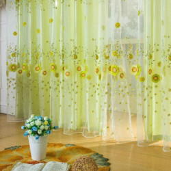 1 Pc Ren Gardin Panel Dörr Fönster Scarf Blommig Gardin Drapera Panel Voile Gardinkappor Voile Gardiner