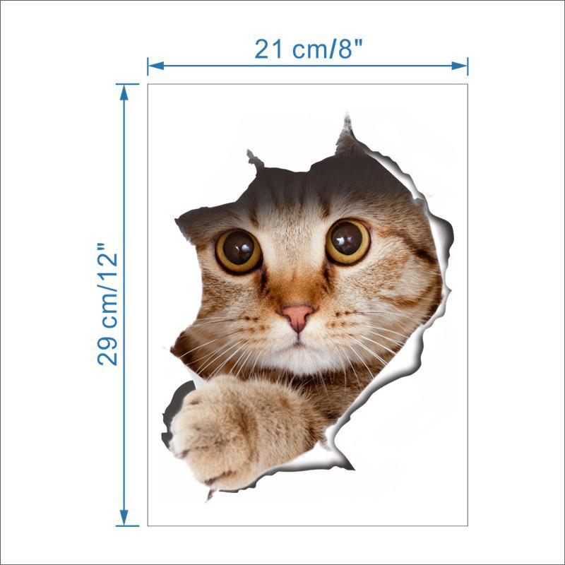 3d Hål Se Levande Katter Vägg Sticker Badrum Toalett Levande Rum Kylskåp Dekoration Djur Dekaler Konst