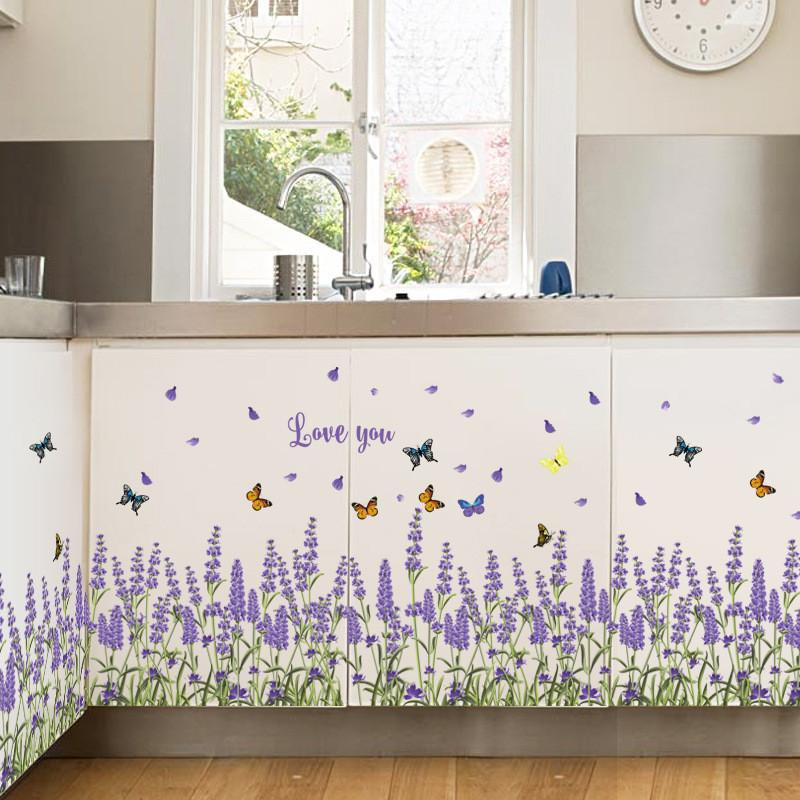 Lavendel Rhe Bmc Kreativ Diy Blomma Vägg Sticker Ingång Kök Badrum Sovrum Levande Rum Vägg Sticker