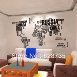 Design Xxl190 X 116 Centimeter Vägg Sticker Karta Av De Värld För Inlärning Studie Konst Ord Ord