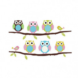 Söt Diy Avtagbar Färgrik Sex Owls Fågel Gren Dekal Pvc Vägg Mural Sticker Affisch Hem Dekor