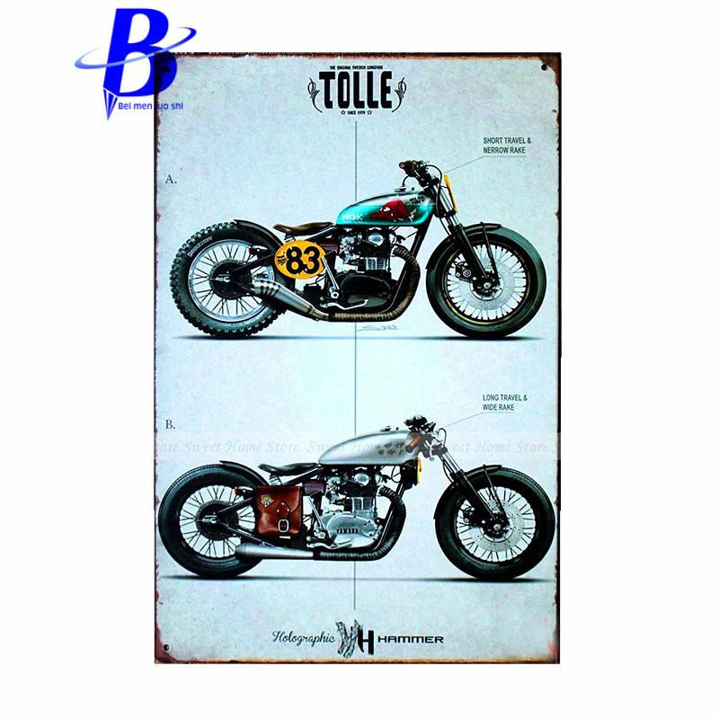 Plack Metall Årgång Garage Motorcykel Cykel Retro Rustik Metall Tenn Skylt Årgång Krog Hem Garage