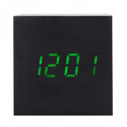 Kub Trä Led Larm Klocka Led Visa Elektronisk Desktop Digital Tabell Klockor Trä Digital Larm Klocka