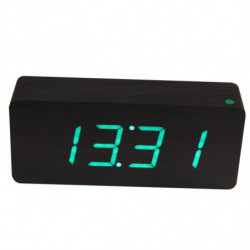 Modern Trä Svart Led Digital Larm Klocka Grön Led Trä Ramverk Desktop Klocka Elektronisk Tabell Klockor