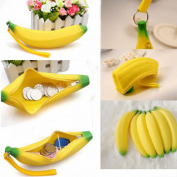 1 X Söt Unisex Män Kvinnor Flickor Het Silikon Bärbar Banan Mynt Penna Penna Fall Handväska Väska
