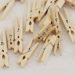 50x Mini Trä Naturlig Pegs Packa Av Små Förmån Bröllop Fest Naturlig Klämma