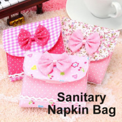 Härlig Charmig Trevlig Kort Bomull Bowknot Sanitär Servett Påsar Sanitär Handduk Lagring Väska Slumpmässig