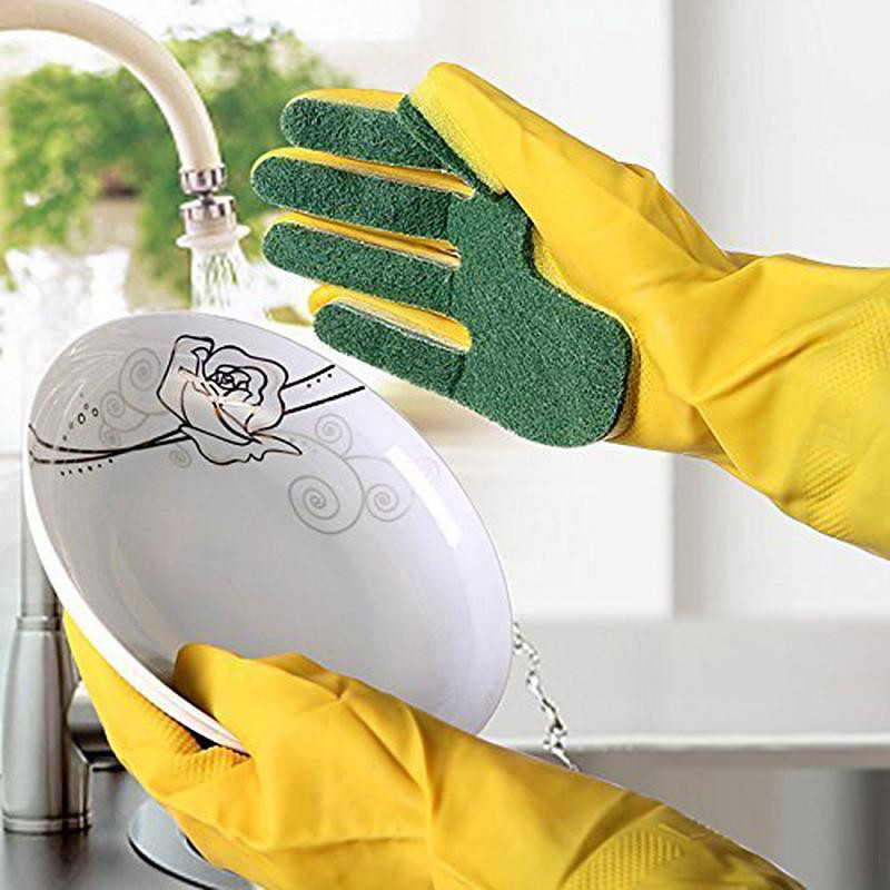Återanvändbara Kök Rengöring Handskar Svamp Fingrar Latexmade Hushåll Använda Sig Av Medium För