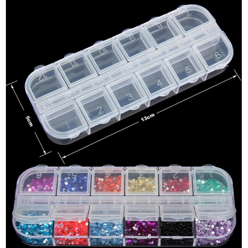 12 Löstagbar Transparent Plast Dividerat Lagring Låda Hem Spika Konst Tömma Dividerat Lådor Strass