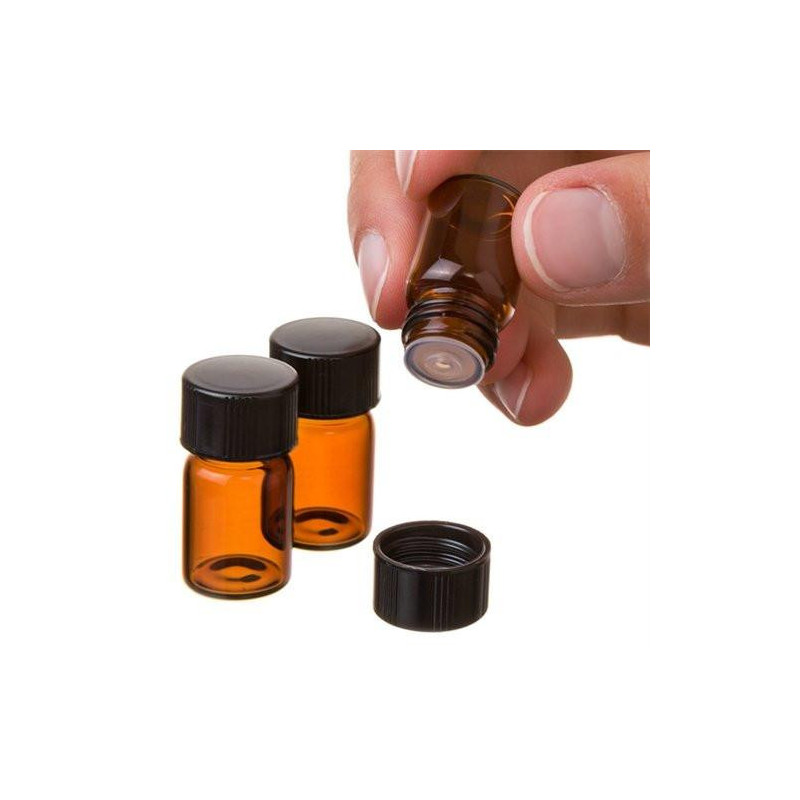 Kvalificerad 12pc 2 Ml Bärnsten Grundläggande Olja Flaska Med Öppning Reducer Och Keps Levert Dropship