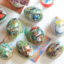 Påsk Ägg Målad Eggshel Tenn Lådor Biljard Fall Bröllop Godis Kan Smycken Fest Tillbehör Järn Ydnadssak