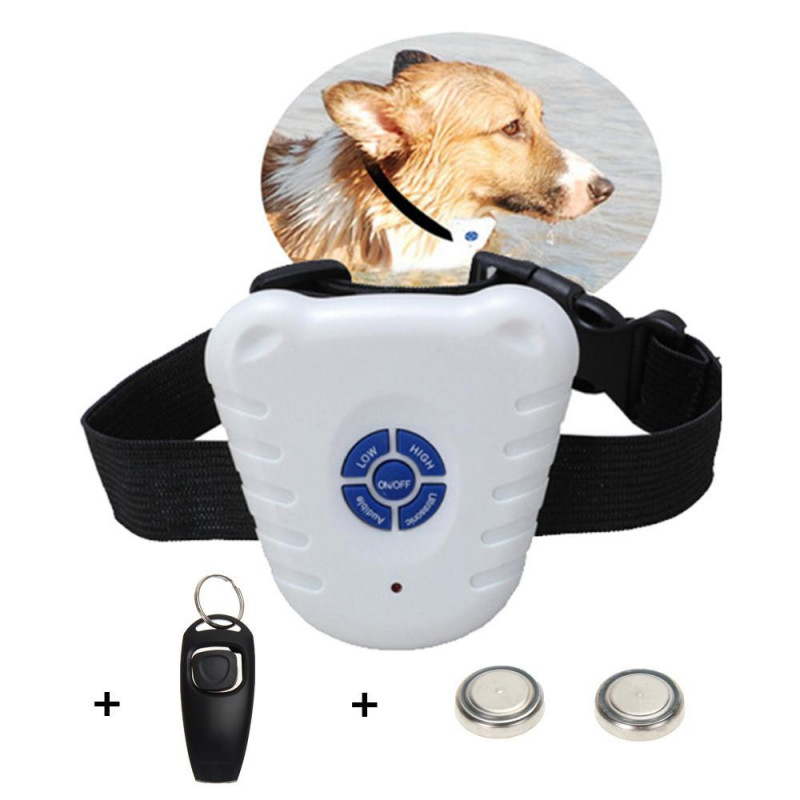 Ultraljuds Hund Bark Sluta Anti Barking Kontrollera Krage Knapp Clicker