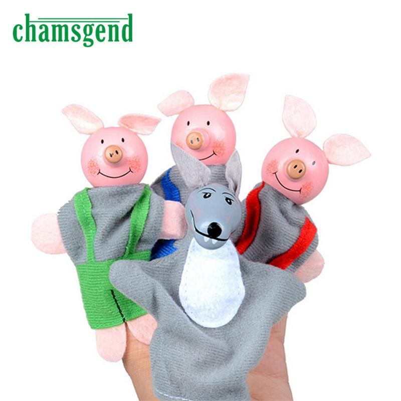 4pcs Tre Liten Grisar Och Varg Finger Puppets Hand Puppets Leksak Nov30