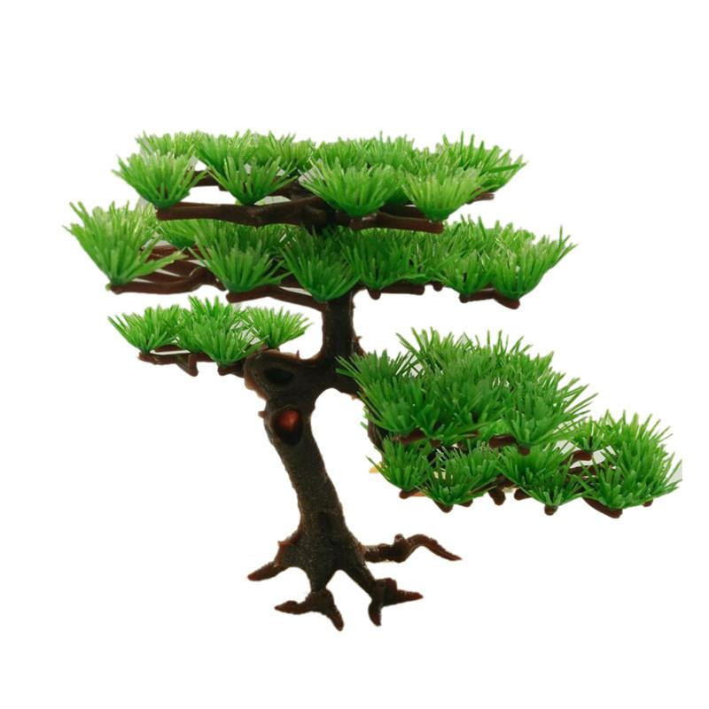 Artificiell Växt Plstic Tall Träd Akvarium Fisk Tank Stenparti Bonsai Tillbehör Hotell Ydnad Dekor