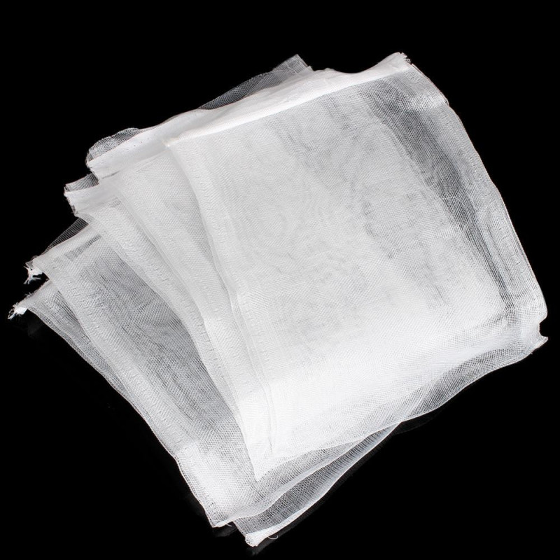 5pcs Lon Maska Akvarium Damm Filtrera Media Väska Dragkedja Vit Färg
