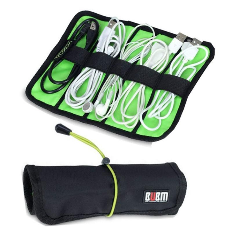 Mini Storlek Bärbar Kabel Arrangör Väska Kan Sätta Usb Kablar Hörlur Penna Rulla Upp Lagring Påsar