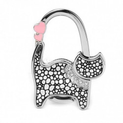 Unisex Tabell Katt Vikbar Handväska Väska Strass Galge Hangbag Krok Hållare Säkrare Svart Silver