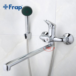 Frap Badrum Mixer 40cm Rost Stål Lång Näsa Utlopp Mässing Dusch Kran F2213