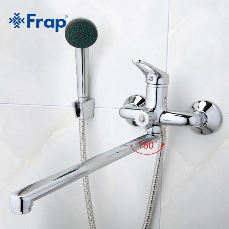Frap Badrum Mixer 40cm Rost Stål Lång Näsa Utlopp Mässing Dusch Kran F2213