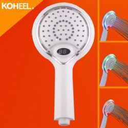 Lcd Hand Dusch Led Handheld Dusch Huvud Med Temperatur Digital Visa 3 Färger Byta Vatten Powered Led