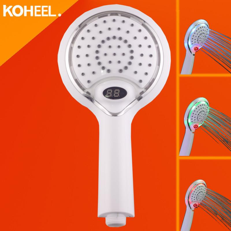 Lcd Hand Dusch Led Handheld Dusch Huvud Med Temperatur Digital Visa 3 Färger Byta Vatten Powered Led