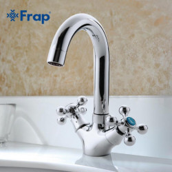 Frap Silver Badrum Kran Dubbel Hantera Fartyg Sjunka Mixer Knacka Och Kall Separation Växla F1319