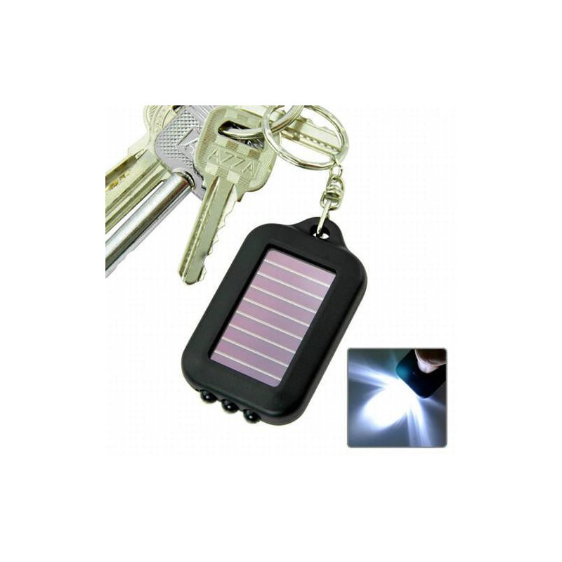 Cofa Små Svart Soldriven Led Ficklampa W Keychain Aktisk Opert Ljus