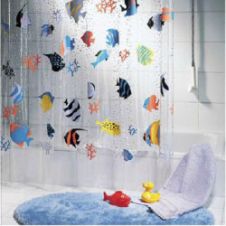 Cortinas Vattentät Transparent Pvc Under Vattnet Värld Tropisk Fisk Badrum Dusch Gardiner Bad Skärmar