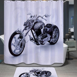 Vit Polyester Häftigt Motorcykel Vattentät Dusch Gardin Badrum Odukter Polyester Bad Gardin 180x180cm