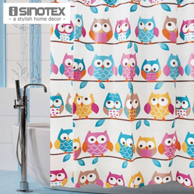 1 Pcs Dusch Bad Gardin Söt Owls 180x180cm Badrum Odukter Vattentät Eva Mode Gardin Med 12 Krokar