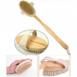 Naturlig Lång Trä Trä Bad Borsta Lång Hantera Kropp Tillbaka Skrubba Massage Dusch Borsta
