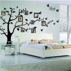 Stor 200 X 250cm 79 X 99in Svart 3d Diy Foto Träd Pvc Vägg Dekaler Lim Familj Vägg Klistermärken
