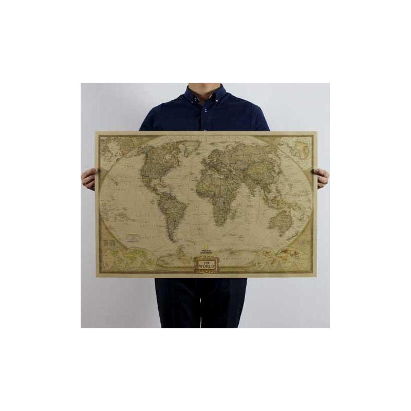 Stor Årgång Värld Karta Hem Dekoration Detaljerad årgång Affisch Vägg Diagram Retro Papper Matte