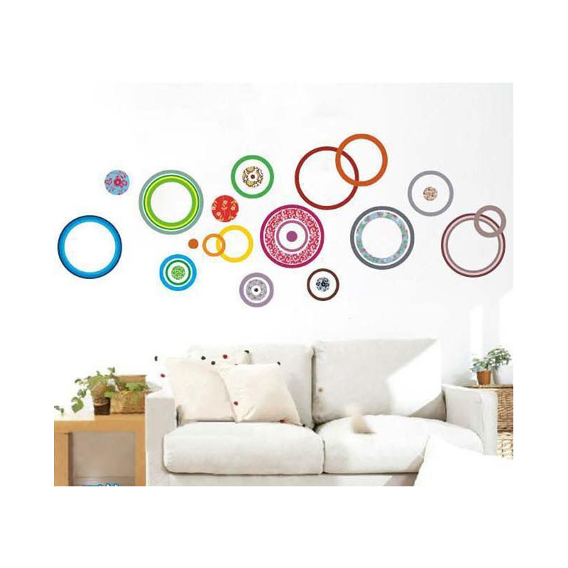 60 X 90cm Färgrik Cirklar Diy 3d Avtagbar Pvc Vägg Sticker Konst Hem Dekoration Lim Sticker