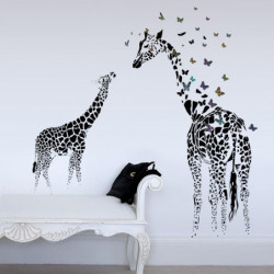 60 X 90cm Stor Giraff Vägg Sticker Avtagbar Vil Vägg Dekaler Djur Fjäril Svart Konst Mural För Levande