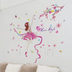Elegant Flicka Dansare Vägg Dekal Pvc Material Kreativ Tecknad Serie Muursticker För Barn Rum Flicka