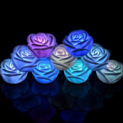Blomma Led Ljus Romantisk Natt Flytande Reste Sig Blomma Middag Hem Dekor 1 St