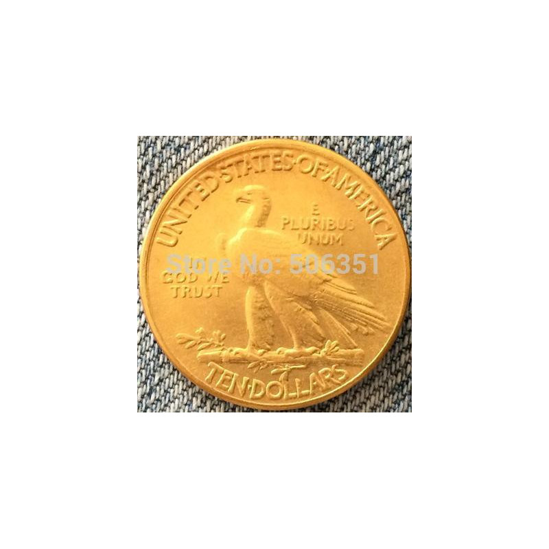 24 K Guld Pläterade 1933 Indisk Huvud $ 10 Guld Mynt Kopiera