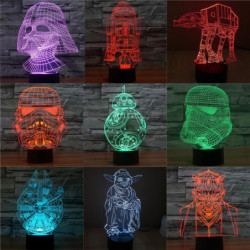 Bb8 Stjärna Wars 7 Färg Skiftande Visuell Illusion Led Lampa Darth Vader Årtusende Falk Leksak 3d