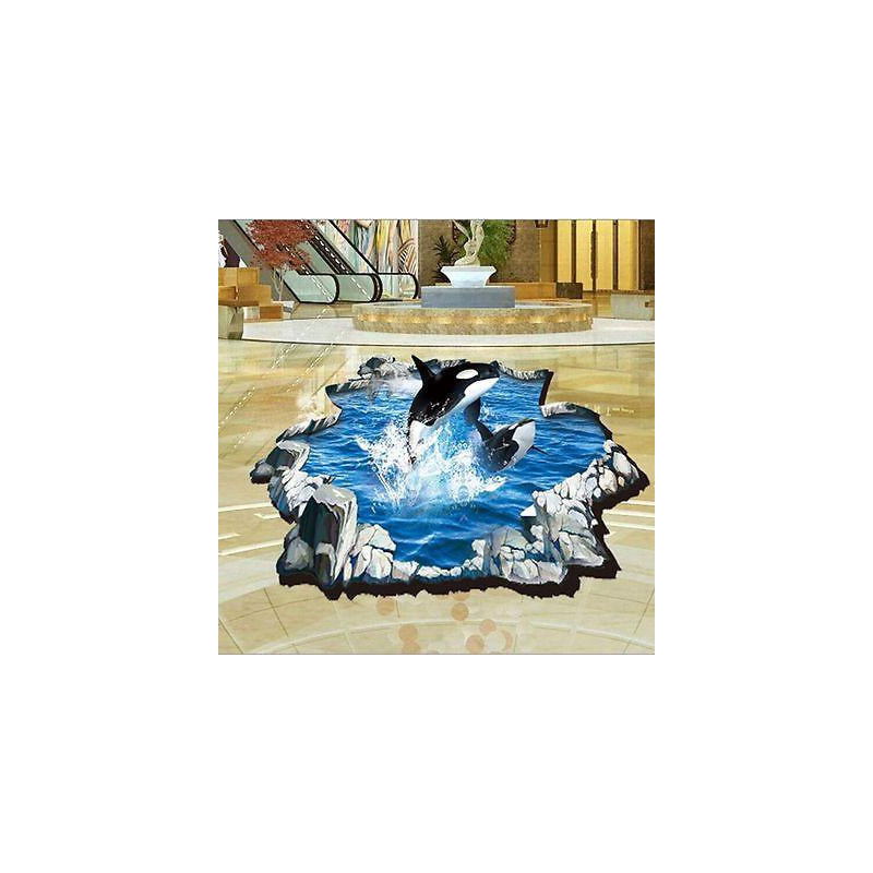 Mode 3d Konst Vägg Sticker Delfin Blå Hav Hav Barn Sovrum Mural Tapet Dekor