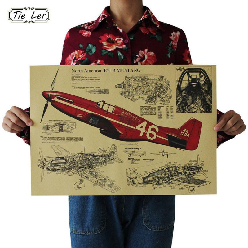 Slips Ler Kämpe Flygplan Strukturell Retro Affisch Design Ritningar Kraft Papper Mural Dekoration Vägg