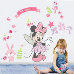Tecknad Serie Skön Minnie Mus Vägg Dekaler Sticker Vil Mural Diy Flickor Sovrum Dekor