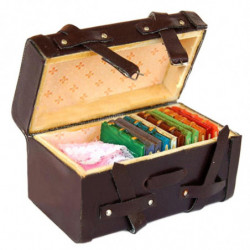0112 Dockhus Miniatyr Bärande Årgång Läder Trä Resväska Bagage Brun 1 X årgång Bagage Låda Miniaturas