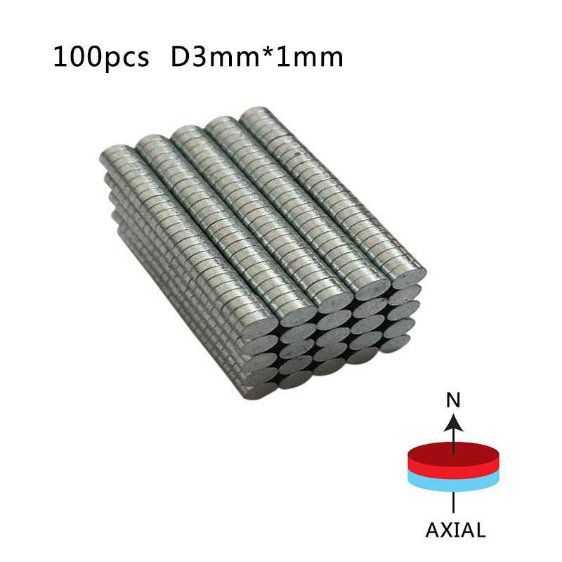 100pcs Bulk Dia 3mm X 1mm N50 Små Runda Ndfeb Neodym Skiva Magneter Super Kraftfull Stark Sällsynt