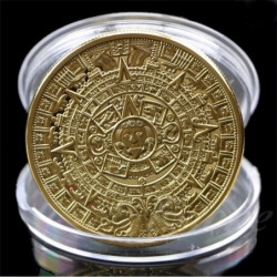 1 X Aztec Maya Kalender Souvenir Guld Plated Minnes Mynt Samling Hxp001