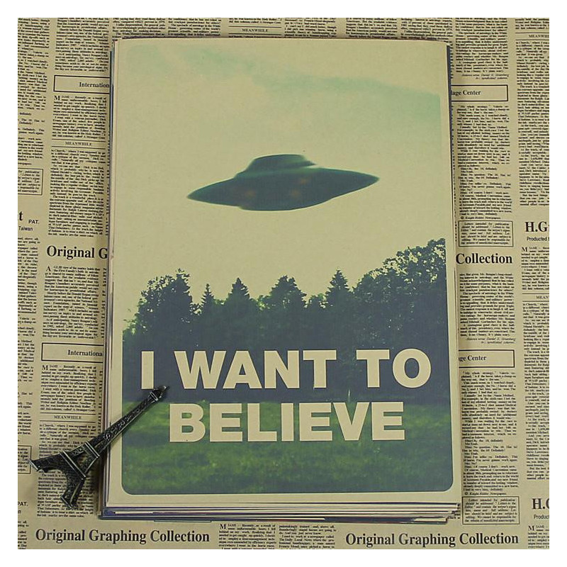 Filer Jag Vilja Till Tro Ufo X Affisch Retro Retro Kraft Papper 42 X 30cm